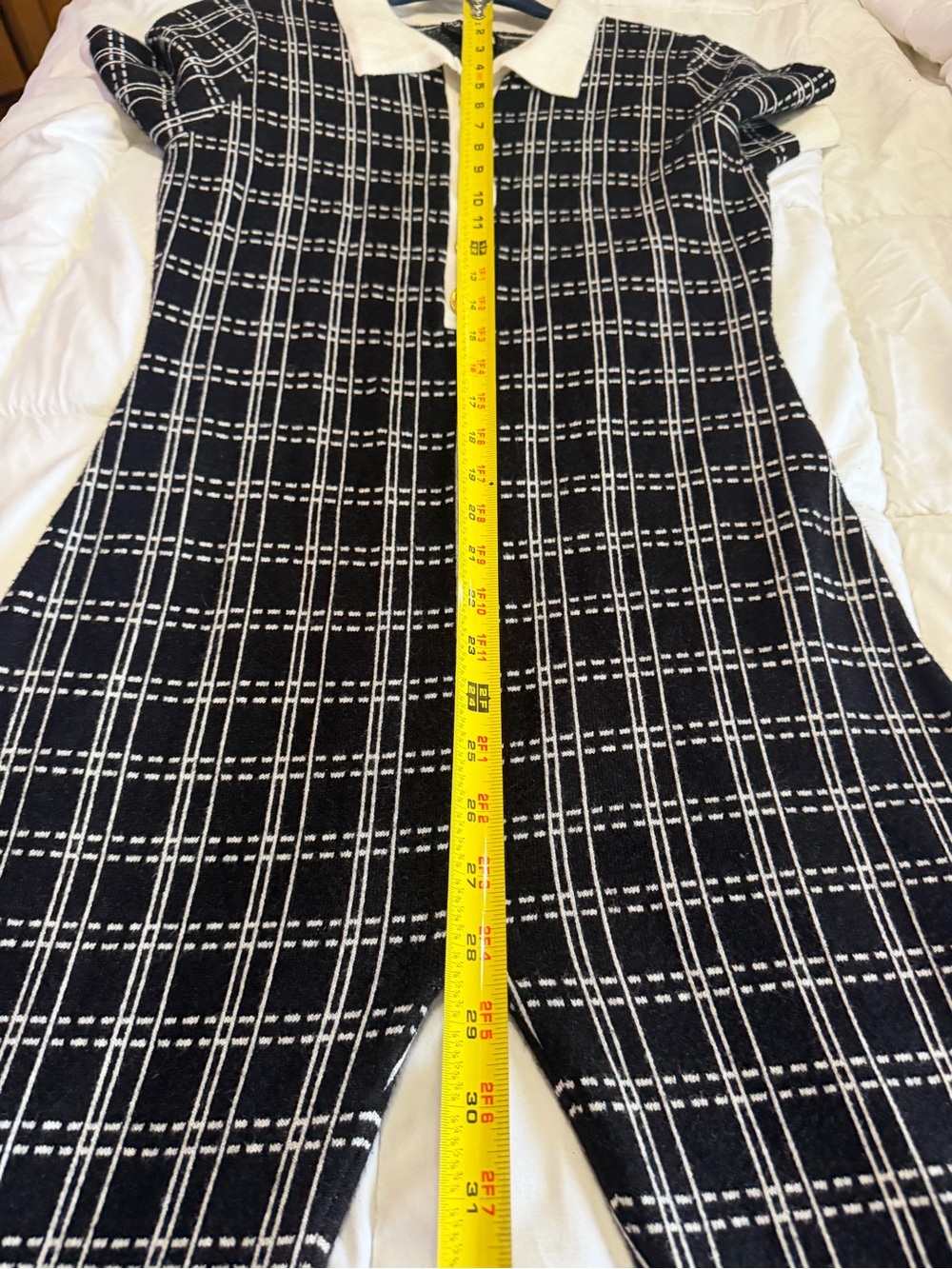 Fashion Nova Black Plaid One-Piece Romper with Cream Trim - Picture 9 of 11